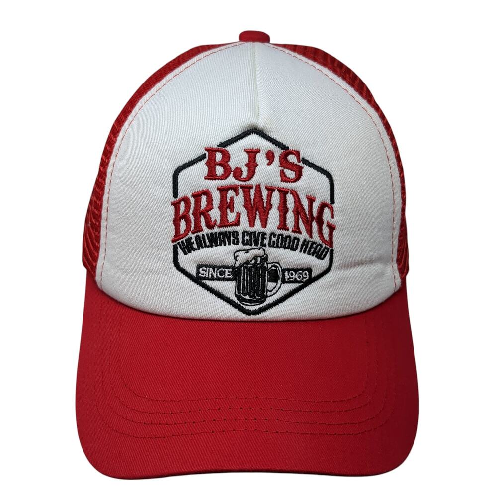 BJ's Brewing Since 1969 Trucker Hat Red One Size Adjustable Mesh Back Spirit